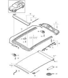Glass roof / Frame / Accessories (PR:3FU) Cayenne 92A (958) 2011-18
