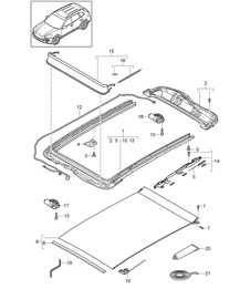 Glass roof / Frame / Accessories (PR:3FU) Cayenne 92A (958) 2011-18