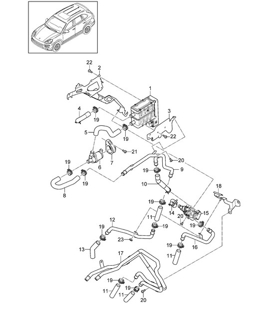 Heater / High voltage / Heat exchanger / Wheel housing (PR:GP1,0K3) Cayenne 92A (958) HYBRID 2011-18