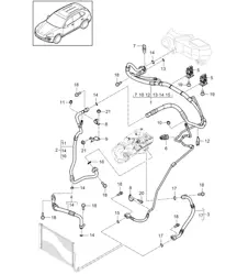 Refrigerant circuit with: Auxiliary air conditioner (PR:9AD, L0L - Left-hand drive) - FRONT - Cayenne 92A (958) >>2014