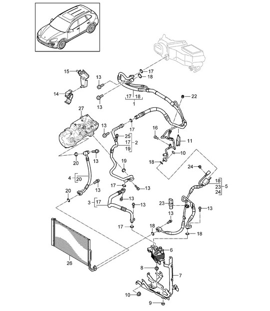Refrigerant circuit / Hybrid (PR:KK1,D19, 9AD) Cayenne 92A (958) Hybrid 3.0L 2017>>