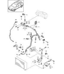 Refrigerant circuit / 4-zone with: Auxiliary air conditioner / R1234YF (PR:KK3,9AH) - FRONT - Cayenne 92A (958) 2017>>