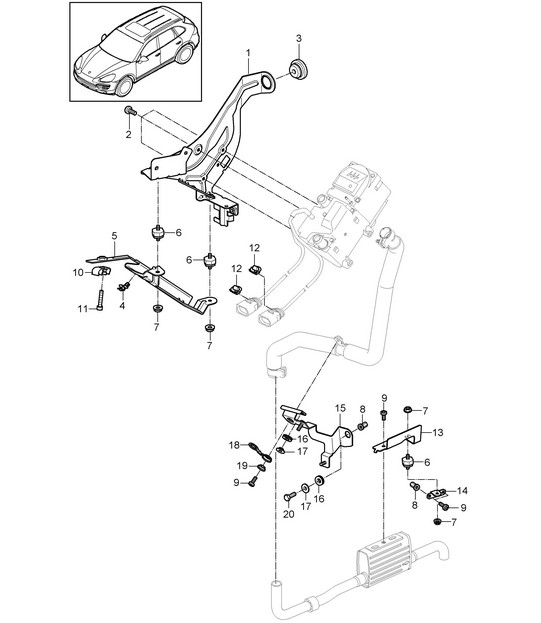 Bracket / Auxiliary heater Cayenne 92A (958) 2011-18