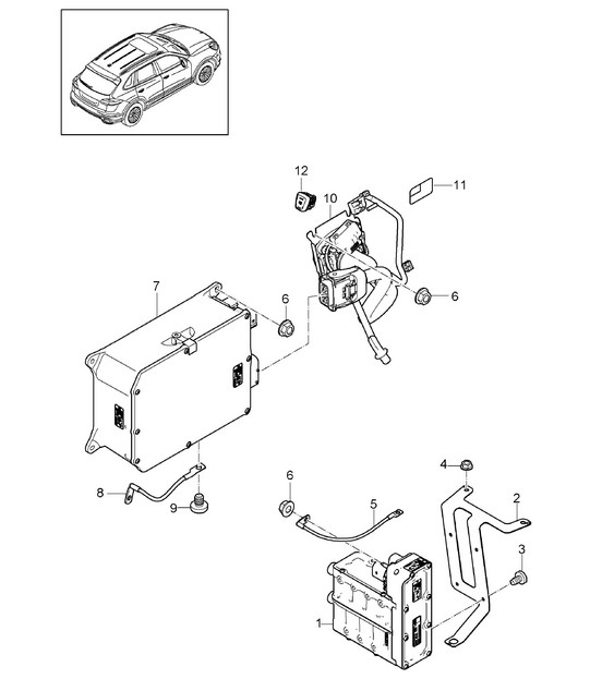 Heat exchanger / Rear end  / Battery / INTERIEUR / Charger / Battery / Charging socket Cayenne 92A (958) 2015>>