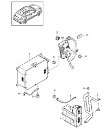Heat exchanger / Rear end  / Battery / INTERIEUR / Charger / Battery / Charging socket Cayenne 92A (958) 2015>>