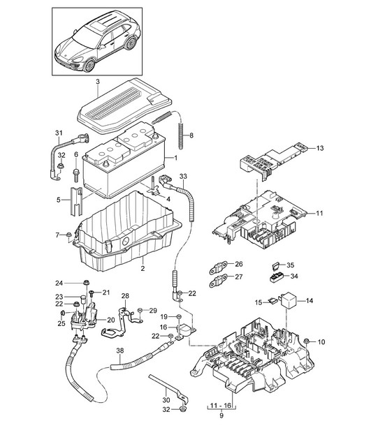 Battery / Power distributor Cayenne 92A (958) 2011-18