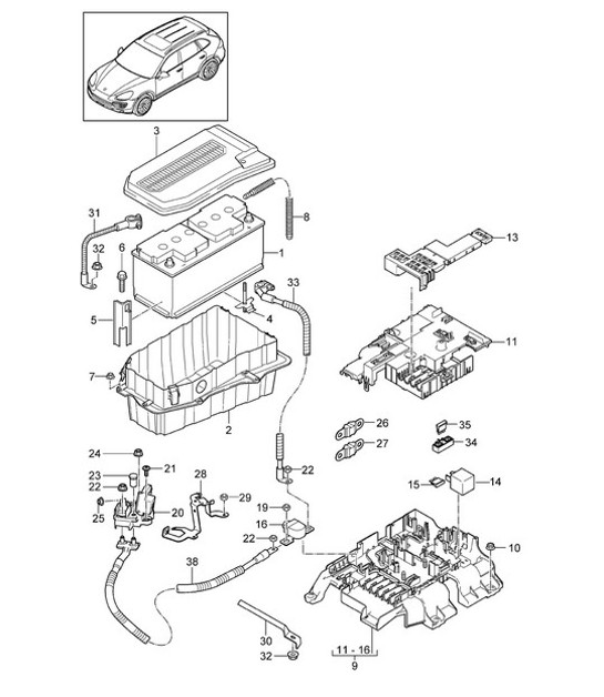 Diagram 902-004 Porsche 911 & 912 (1965-1989) Electrical equipment