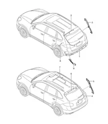 Wiring looms / Rear end / roof trim / anti-locking brake syst. -abs- / brake pad wear display / Rear axle Cayenne 92A (958) >> 2014