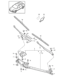 Windscreen wiper system, compl. / Rain sensor Cayenne 92A (958) 2011-18