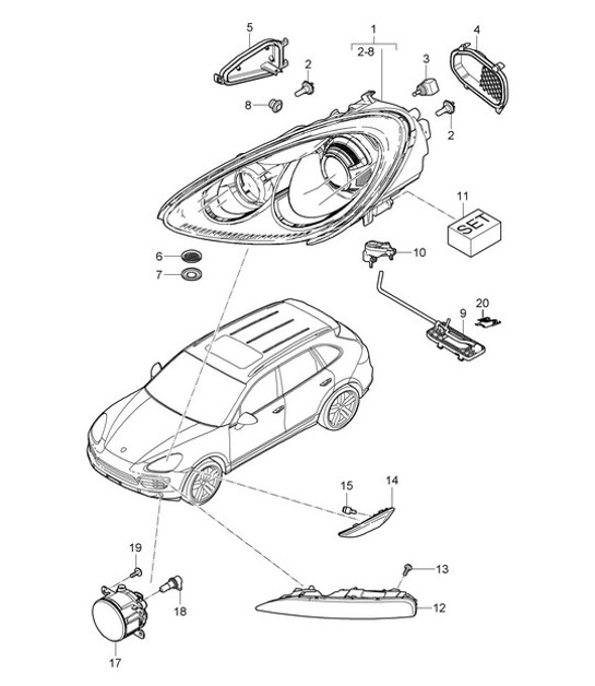 Diagram 905-000 Porsche Boxster 986 2.7L 2003-04 Electrical equipment