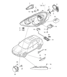 Headlights / Turn signal repeater / Fog lights (PR:-8BB, -8BF,-8BR, -8BC,-8BZ, -8JD) Cayenne 92A (958) >>2014
