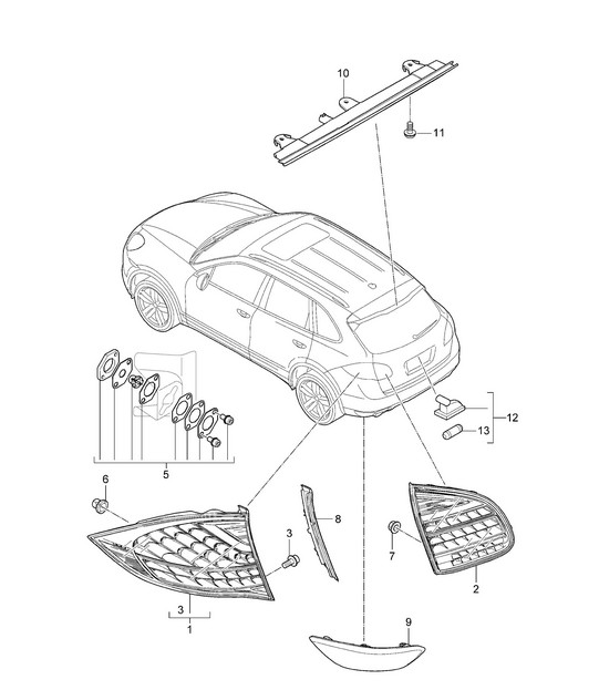 Rear light / Additional brake light / Licence plate light Cayenne 92A (958) >>2014