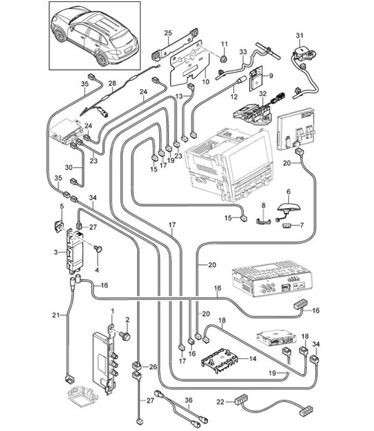 Diagram 911-004 Porsche Cayman 987C / 981C (2005-2016) Electrical equipment