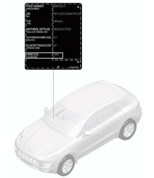 Paint touch-up applicator / Paints 95B.1 Macan 2014-18