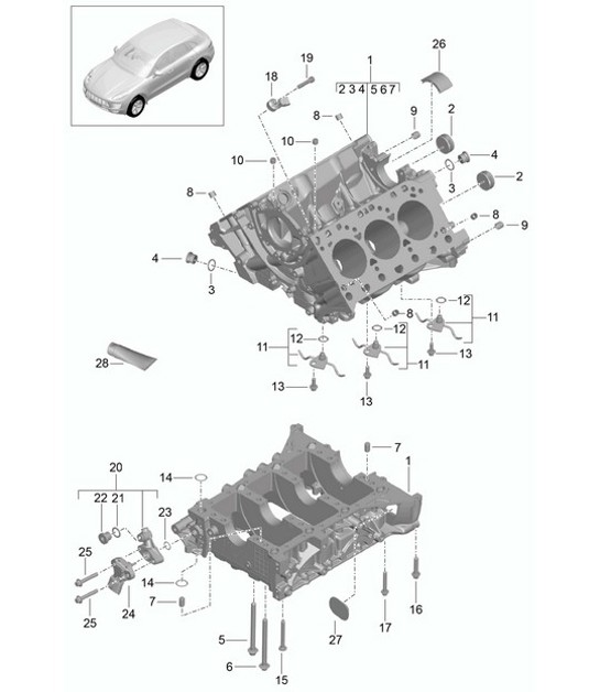 Diagram 101-030 Porsche Macan (95B) MK1 (2014-2018) Engine