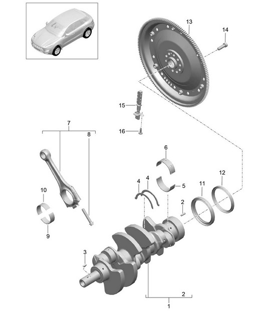 Crankshaft conrod (Model: CTMA,CTM, CTLA,CTL, DCNA,DCN, DHKA,DHK) 95B.1 Macan 3.0L / 3.6L 2014-18