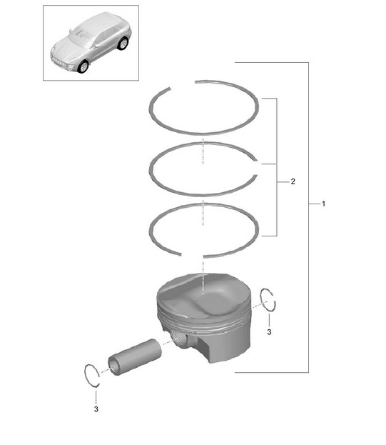 Piston / Piston ring (Model: CTMA,CTM, CTLA,CTL, DCNA,DCN, DHKA,DHK) 95B.1 Macan 3.0L / 3.6L 2014-18