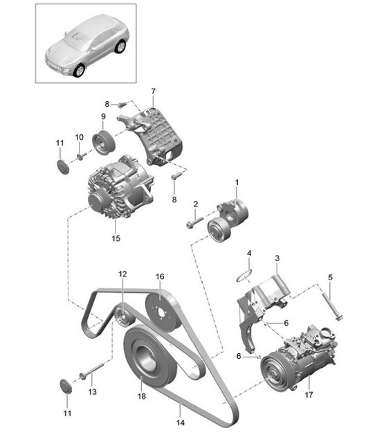 Diagram 102-070 Porsche Macan (95B) MK1 (2014-2018) Engine