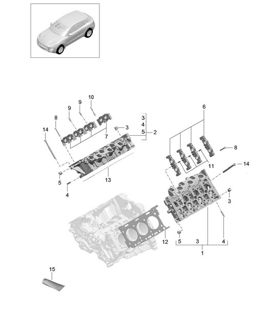 Cylinder head (Model: CDUD,CTBA, CTBB,CTBC) 95B.1 Macan 3.0L Diesel 2014-18