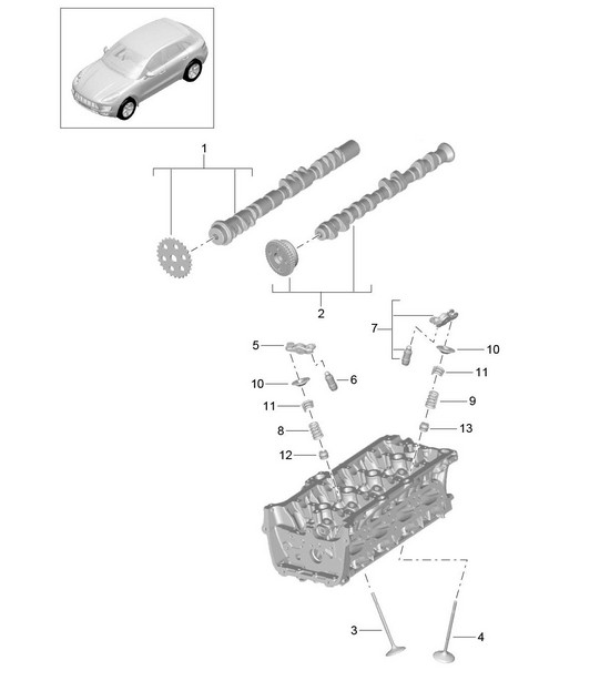 Camshaft, valves (Model: CNCC,CNC, CYNA,CYPA, CYP,CYNB) 95B.1 Macan 2.0L 2014-18
