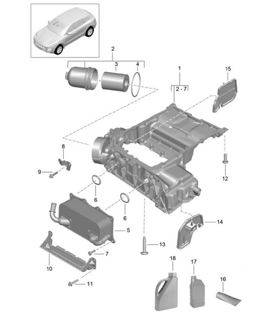 Diagram 104-030 Porsche Macan (95B) MK1 (2014-2018) Engine