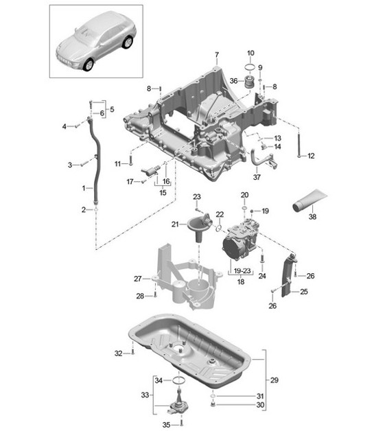 Diagram 104-040 Porsche Macan (95B) MK1 (2014-2018) Engine