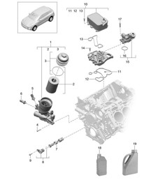 Oil filter flange / Oil cooler (Model: CDUD,CTBA, CTBB,CTBC) 95B.1 Macan 3.0L Diesel 2014-18