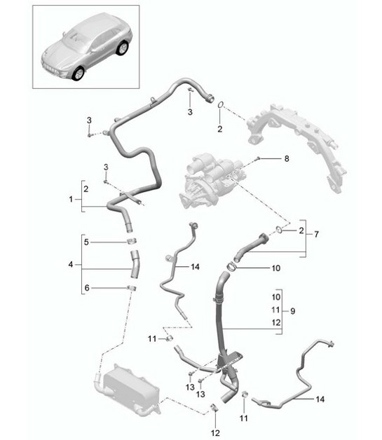 Diagram 105-030 Porsche 997 (911) MK1 2005-2008 Engine