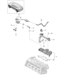 Oil separator / Breather line / Fuel tank / Crankcase housing (Model: CNCC,CNC, CYNA,CYPA, CYP,CYNB) 95B.1 Macan 2.0L 2014-18