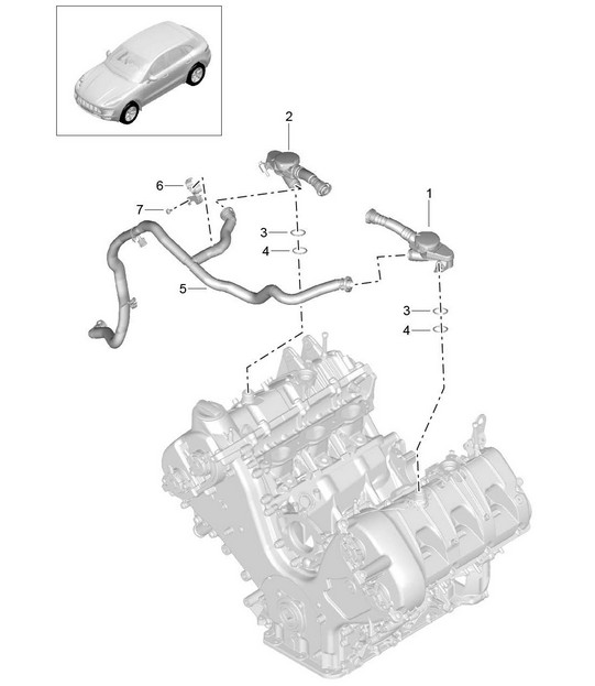 Crankcase housing ventilation (Model: CTMA,CTM, CTLA,CTL, DCNA,DCN, DHKA,DHK) 95B.1 Macan 3.0L / 3.6L 2014-18