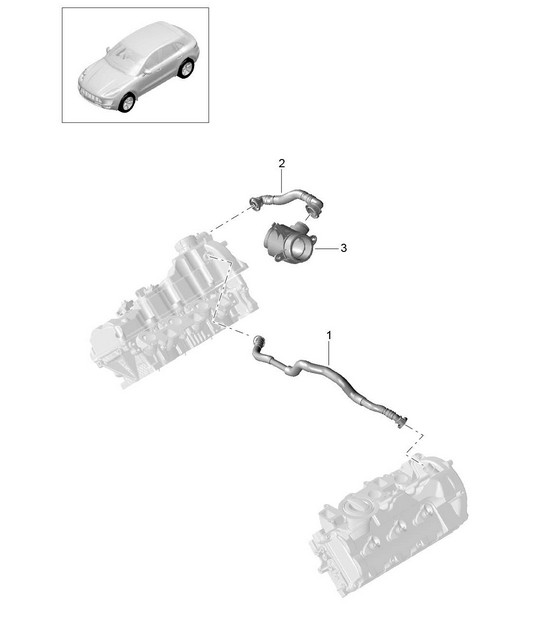 Breather line / Crankcase housing (Model: CDUD,CTBA, CTBB,CTBC) 95B.1 Macan 3.0L Diesel 2014-18