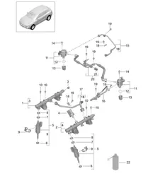 Fuel collection pipe / High-pressure injector / High pressure pump (Model: CTMA,CTM, CTLA,CTL, DCNA,DCN, DHKA,DHK) 95B.1 Macan 3.0L / 3.6L  2014-18