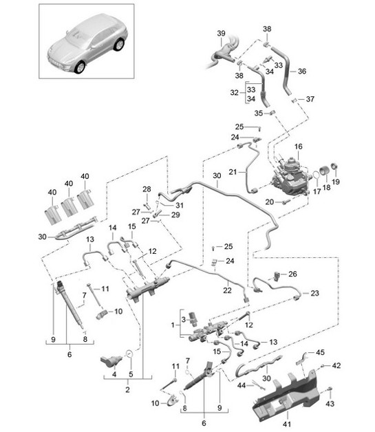 Diagram 107-040 Porsche Cayenne V6 3.0L Diesel 245HP Engine