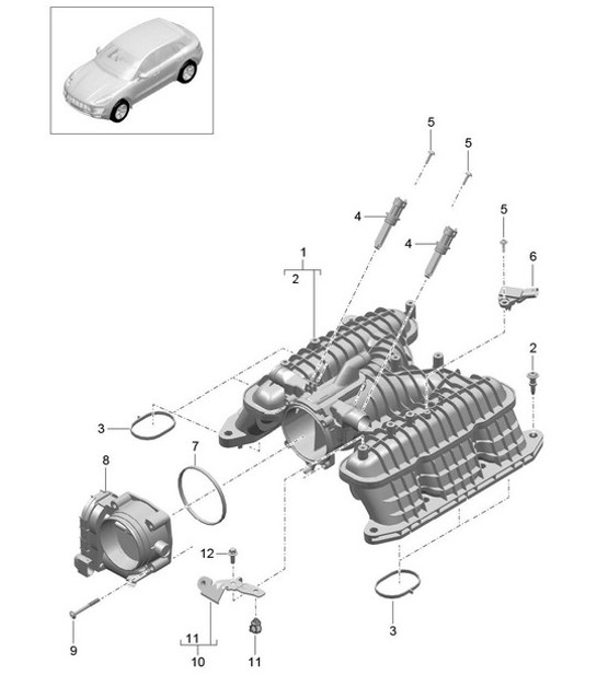 Diagram 107-060 Porsche Boxster 718 2.0L PDK (300 Bhp) Motore