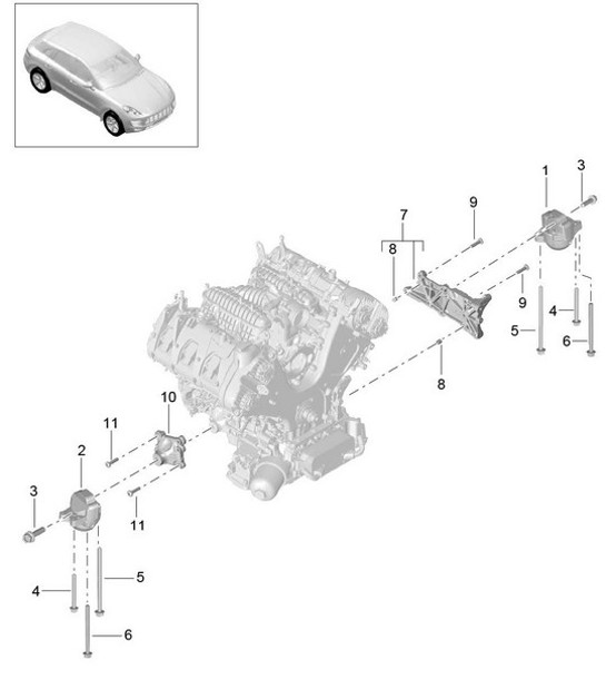 Diagram 109-010 Porsche Macan (95B) MK1 (2014-2018) Engine