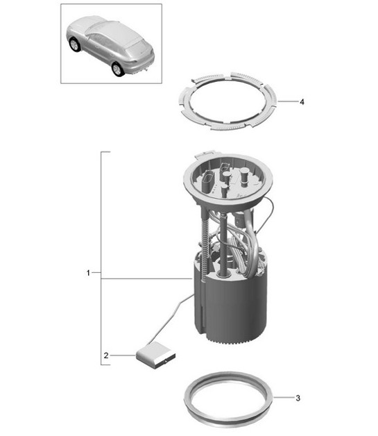 Diagram 201-015 Porsche Macan (95B) MK1 (2014-2018) Fuel System, Exhaust System