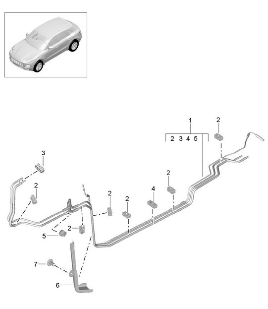 Fuel system / Fuel line / Underbody (Model: CTMA,CTM, CTLA,CTL, DCNA,DCN, DHKA,DHK) 95B.1 Macan 3.0L / 3.6L 2014-18
