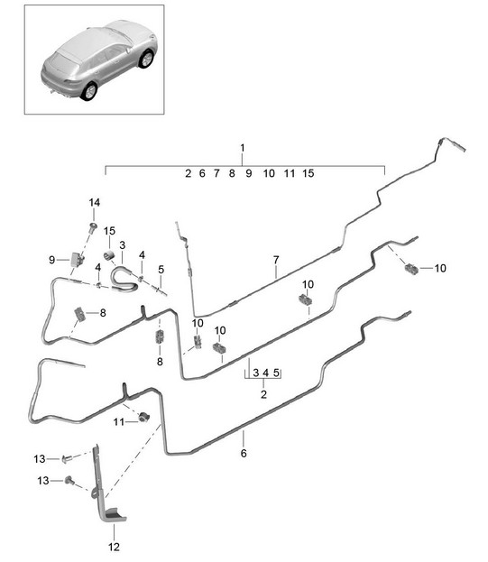 Fuel system / Fuel line / Underbody (Model: CNCC,CNC, CYNA,CYPA, CYP,CYNB) 95B.1 Macan 2.0L 2014-18