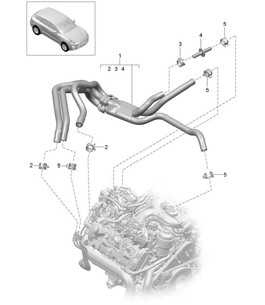 Fuel system / Fuel line / Engine bay (Model: CDUD,CTBA, CTBB,CTBC) 95B.1 Macan 3.0L Diesel 2014-18