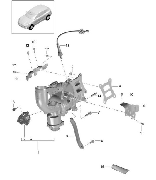 Diagram 202-030 Porsche Macan (95B) MK1 (2014-2018) Fuel System, Exhaust System