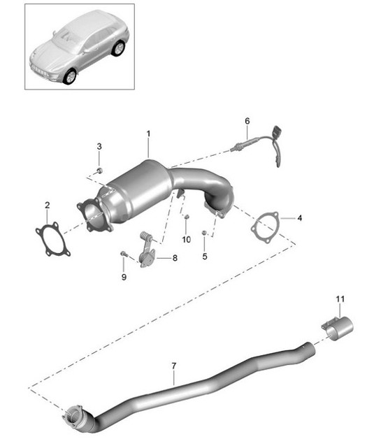Diagram 202-045 Porsche Macan (95B) MK1 (2014-2018) Fuel System, Exhaust System