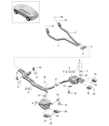 Exhaust system / Front silencer / Rear silencer (Model: CTMA,CTM, CTLA,CTL, DCNA,DCN, DHKA,DHK) 95B.1 Macan 3.0L / 3.6L 2014-18