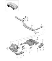 Exhaust system / Front silencer / Rear silencer (Model: CDUD,CTBA, CTBB,CTBC) 95B.1 Macan 3.0L Diesel 2014-18