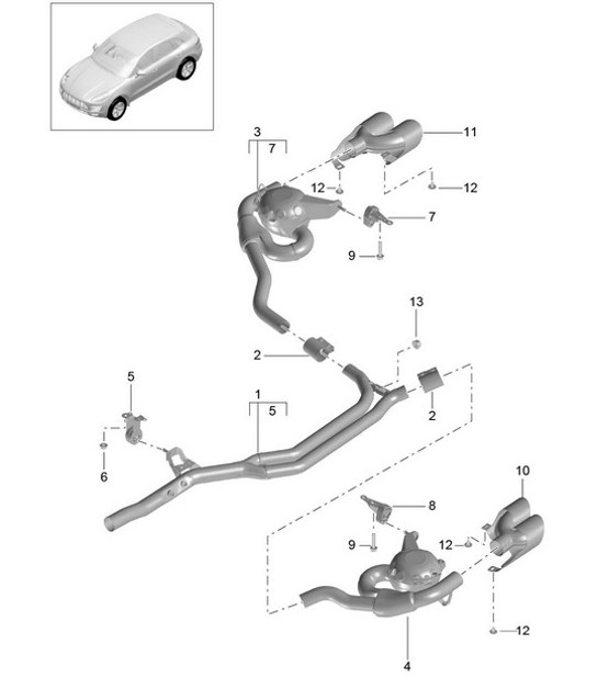 Diagram 202-057 Porsche 997 (911) MK1 2005-2008 Fuel System, Exhaust System