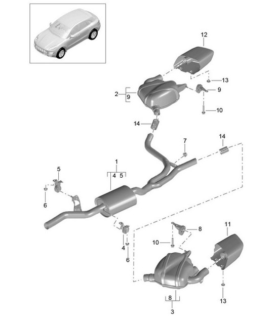 Diagram 202-060 Porsche Macan (95B) MK1 (2014-2018) Fuel System, Exhaust System