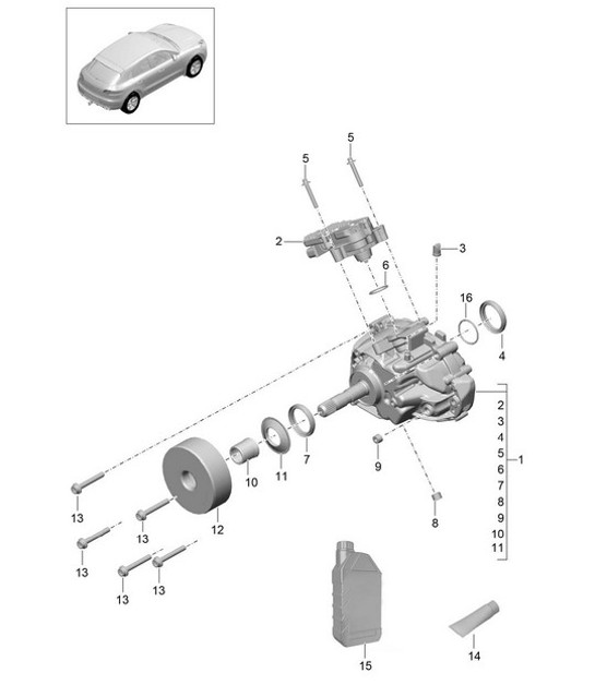Diagram 305-000 Porsche Cayman 987C/981C (2005-2016) Übertragung