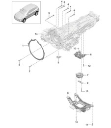 Mounting parts for engine and transmission / Transmission carrier (Model: CTMA,CTM, CTLA,CTL, DCNA,DCN, DHKA,DHK) 95B.1 Macan 3.0L / 3.6L 2014-18