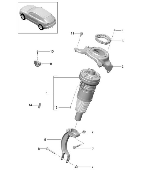 Air spring / Suspension strut, complete (PR:1BK) 95B.1 Macan 2014-18
