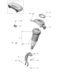 Air spring / Suspension strut, complete (PR:1BK) 95B.1 Macan 2014-18
