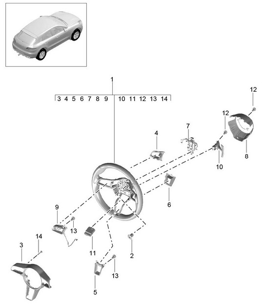 Steering wheel 95B.1 Macan 2014-18